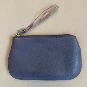Lancel Paris Mini Pouch Periwinkle Purple Blue Grain Leather Cosmetics / Camera